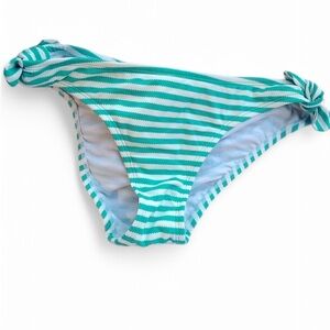 NWOT Shade & Shore Kelly Green & White Horizontal Striped Tie Bikini Bottom - S